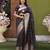 Black soft banarasi silk blend  saree with self weaving design zari weaving pallu and blouse