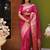 Pink soft banarasi silk blend  saree with self weaving design zari weaving pallu and blouse