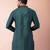 green dupion kurta pyjama set for men with printed design