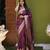 Wine soft banarasi silk blend  saree with self weaving design zari weaving pallu and blouse
