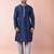 navy blue dupion kurta pyjama set for men with solid design