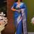 Blue  soft banarasi silk blend  saree with self weaving design zari weaving pallu and blouse