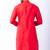 red dupion kurta pyjama set for men with printed design