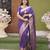 Violet soft banarasi silk blend  saree with self weaving design zari weaving pallu and blouse