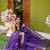 Violet soft banarasi silk blend  saree with self weaving design zari weaving pallu and blouse