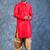 red dupion kurta dhoti  set for men with embroidered work