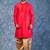 red dupion kurta dhoti  set for men with embroidered work