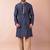 navy blue dupion kurta pyjama set for men with solid design