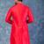 red dupion kurta dhoti  set for men with embroidered work