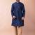 navy blue dupion kurta pyjama set for men with solid design