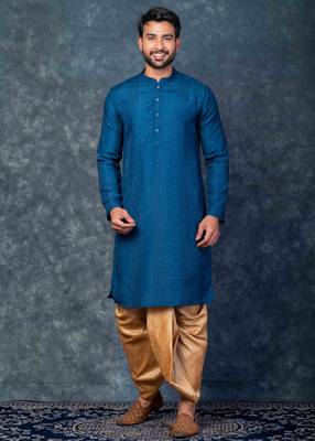 cream  kurta dhoti  set for men with embroidered work 1