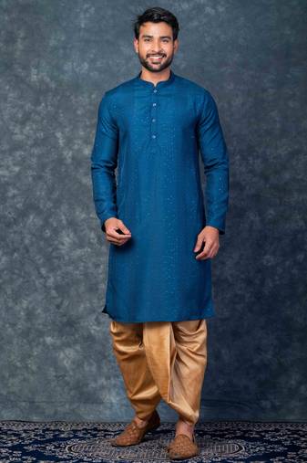 cream  kurta dhoti  set for men with embroidered work