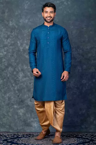 cream  kurta dhoti  set for men with embroidered work