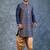 navy blue  kurta dhoti  set for men with embroidered work