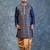 navy blue  kurta dhoti  set for men with embroidered work