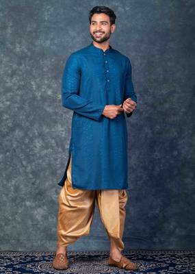 cream  kurta dhoti  set for men with embroidered work 3