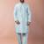 sky blue dupion kurta pyjama set for men with printed design