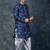 navy blue  kurta dhoti  set for men with embroidered work