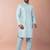 sky blue dupion kurta pyjama set for men with printed design