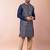 navy blue dupion kurta pyjama set for men with solid design