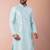 sky blue dupion kurta pyjama set for men with printed design