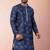 navy blue  kurta dhoti  set for men with embroidered work