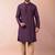 purple dupion kurta pyjama set for men with printed design