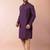 purple dupion kurta pyjama set for men with printed design