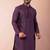 purple dupion kurta pyjama set for men with printed design