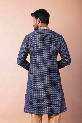 navy blue  kurta dhoti  set for men with embroidered work 4