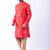 red dupion kurta pyjama set for men with printed design