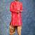 red dupion kurta dhoti  set for men with embroidered work