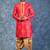 red dupion kurta dhoti  set for men with embroidered work