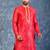 red dupion kurta dhoti  set for men with embroidered work