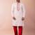cream white dupion kurta pyjama set for men with printed design