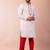 cream white dupion kurta pyjama set for men with printed design