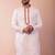 cream white dupion kurta pyjama set for men with printed design