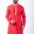 red dupion kurta pyjama set for men with printed design