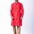 red dupion kurta pyjama set for men with printed design