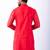 red dupion kurta pyjama set for men with printed design