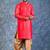 red dupion kurta dhoti  set for men with embroidered work