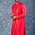 red dupion kurta dhoti  set for men with embroidered work