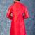 red dupion kurta dhoti  set for men with embroidered work