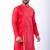 red dupion kurta pyjama set for men with printed design