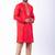 red dupion kurta pyjama set for men with printed design