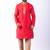 red dupion kurta pyjama set for men with printed design