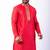 red dupion kurta pyjama set for men with printed design