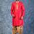 red dupion kurta dhoti  set for men with embroidered work