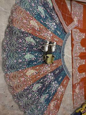 orange color Coding  Sequins Work With Cancan net Lehenga Choli set 2