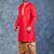 red dupion kurta dhoti  set for men with embroidered work